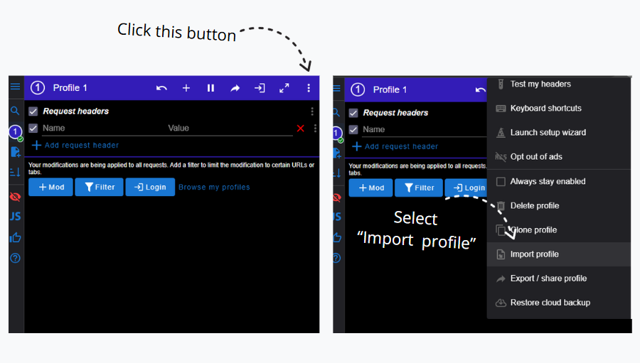 Step 2 - Using ModHeader