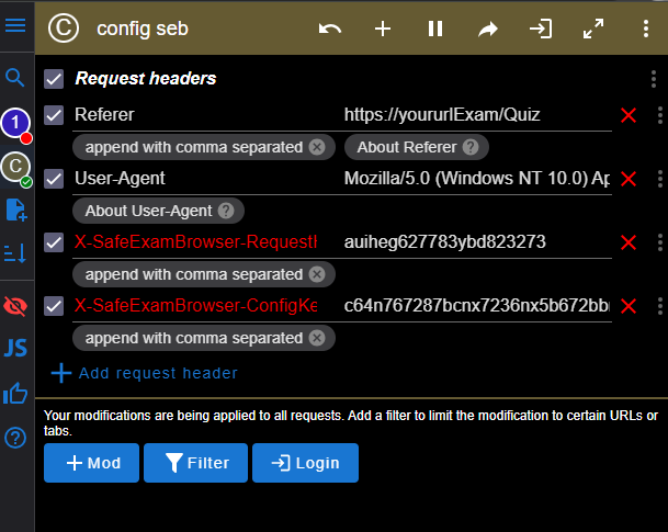 Step 3 - ModHeader Configuration
